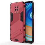 For Xiaomi Redmi Note 9 Pro Max Punk Armor 2 in 1 PC + TPU Shockproof Case with Invisible Holder(Light Red)