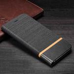 For LG Leon H340N / H324 Canvas Three-color Stitching Business Horizontal Flip Leather Case with Holder & Card Slot(Black)