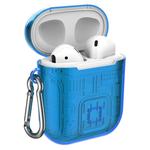 For Apple AirPods 1 PC + TPU Mars Translucent Armor Textured Earphone Protective Case with Anti-lost Buckle, Support Wireless Charging(Blue)