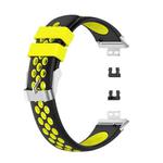 For Huawei Watch Fit 18mm Clasp Style Silicone Two-color Watch Band(Black+Yellow)