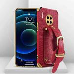For Huawei Mate 30 Pro Electroplated TPU Crocodile Pattern Leather Case with Wrist Strap(Red)