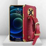 For Huawei Mate 40 Pro Electroplated TPU Crocodile Pattern Leather Case with Wrist Strap(Red)