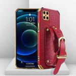 For Huawei Nova 8 SE Electroplated TPU Crocodile Pattern Leather Case with Wrist Strap(Red)
