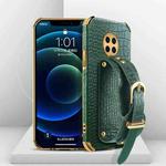 For Huawei Enjoy 20 Plus Electroplated TPU Crocodile Pattern Leather Case with Wrist Strap(Green)