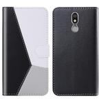 For LG K40 Tricolor Stitching Horizontal Flip TPU + PU Leather Case with Holder & Card Slots & Wallet(Black)