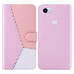 For Google Pixel 3a Tricolor Stitching Horizontal Flip TPU + PU Leather Case with Holder & Card Slots & Wallet(Pink)