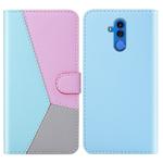 For Huawei Mate 20 Lite Tricolor Stitching Horizontal Flip TPU + PU Leather Case with Holder & Card Slots & Wallet(Blue)