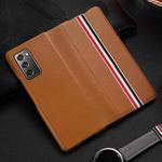 For Samsung Galaxy Z Fold2 5G Exclusive Series Cowhide Texture Horizontal Flip Leather Case(Brown Strips)