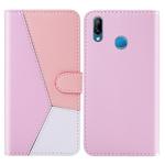 For Huawei P20 Lite Tricolor Stitching Horizontal Flip TPU + PU Leather Case with Holder & Card Slots & Wallet(Pink)