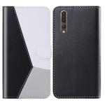 For Huawei P20 Pro Tricolor Stitching Horizontal Flip TPU + PU Leather Case with Holder & Card Slots & Wallet(Black)
