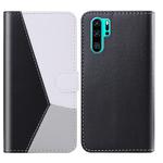 For Huawei P30 Pro Tricolor Stitching Horizontal Flip TPU + PU Leather Case with Holder & Card Slots & Wallet(Black)