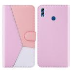 For Huawei Honor 8X Tricolor Stitching Horizontal Flip TPU + PU Leather Case with Holder & Card Slots & Wallet(Pink)