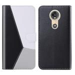 For Motorola Moto E5 Play Tricolor Stitching Horizontal Flip TPU + PU Leather Case with Holder & Card Slots & Wallet(Black)