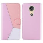 For Motorola Moto E5 Play Tricolor Stitching Horizontal Flip TPU + PU Leather Case with Holder & Card Slots & Wallet(Pink)