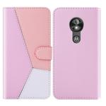 For Motorola Moto E5 Play Go Tricolor Stitching Horizontal Flip TPU + PU Leather Case with Holder & Card Slots & Wallet(Pink)