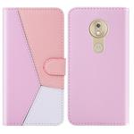 For Motorola Moto G7 Play Tricolor Stitching Horizontal Flip TPU + PU Leather Case with Holder & Card Slots & Wallet(Pink)