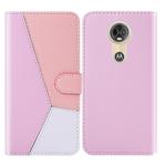 For Motorola Moto G7 Power Tricolor Stitching Horizontal Flip TPU + PU Leather Case with Holder & Card Slots & Wallet(Pink)
