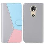 For Motorola Moto G7 Power Tricolor Stitching Horizontal Flip TPU + PU Leather Case with Holder & Card Slots & Wallet(Grey)