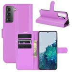 For Samsung Galaxy S21+ 5G Litchi Texture Horizontal Flip Protective Case with Holder & Card Slots & Wallet(Purple)
