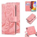 For LG Velvet / G9 Tiger Embossing Pattern Horizontal Flip Leather Case with Holder & Card Slots & Wallet(Pink)