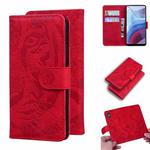 For Motorola Moto G Power (2021) Tiger Embossing Pattern Horizontal Flip Leather Case with Holder & Card Slots & Wallet(Red)