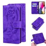 For Motorola Moto G Stylus (2021) Tiger Embossing Pattern Horizontal Flip Leather Case with Holder & Card Slots & Wallet(Purple)