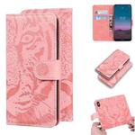 For Nokia 5.4 Tiger Embossing Pattern Horizontal Flip Leather Case with Holder & Card Slots & Wallet(Pink)