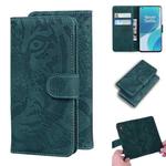 For OnePlus 9 Tiger Embossing Pattern Horizontal Flip Leather Case with Holder & Card Slots & Wallet(Green)