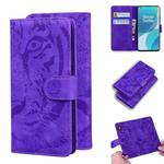 For OnePlus 9 Tiger Embossing Pattern Horizontal Flip Leather Case with Holder & Card Slots & Wallet(Purple)