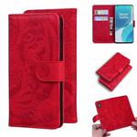For OnePlus 9 Pro Tiger Embossing Pattern Horizontal Flip Leather Case with Holder & Card Slots & Wallet(Red)