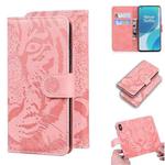 For OnePlus 9 Pro Tiger Embossing Pattern Horizontal Flip Leather Case with Holder & Card Slots & Wallet(Pink)