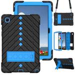 Shockproof Rhombus Robot PC + Silicone Protective Case with Holder & Shoulder Strap For Samsung Galaxy Tab A7 10.4 (2020)(Black+Blue)