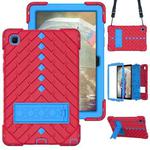 Shockproof Rhombus Robot PC + Silicone Protective Case with Holder & Shoulder Strap For Samsung Galaxy Tab A7 10.4 (2020)(Red+Blue)