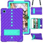 Shockproof Rhombus Robot PC + Silicone Protective Case with Holder & Shoulder Strap For Samsung Galaxy Tab A7 10.4 (2020)(Purple+Mint Green)