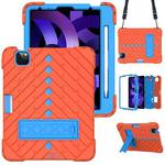 Shockproof Rhombus Robot PC + Silicone Protective Case with Holder & Shoulder Strap For iPad Air 2022 / 2020 10.9(Orange+Blue)