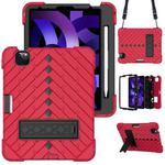 Shockproof Rhombus Robot PC + Silicone Protective Case with Holder & Shoulder Strap For iPad Air 2022 / 2020 10.9(Red+Black)