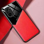 For Xiaomi Redmi K40 All-inclusive Leather + Organic Glass Protective Case with Metal Iron Sheet(Red)