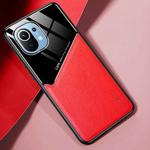 For Xiaomi Mi 11 All-inclusive Leather + Organic Glass Protective Case with Metal Iron Sheet(Red)