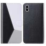 For iPhone XS Max Tricolor Stitching Horizontal Flip TPU + PU Leather Case with Holder & Card Slots & Wallet(Black)