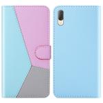 For Sony Xperia L3 Tricolor Stitching Horizontal Flip TPU + PU Leather Case with Holder & Card Slots & Wallet(Blue)