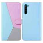 For Xiaomi Redmi Note 8 Tricolor Stitching Horizontal Flip TPU + PU Leather Case with Holder & Card Slots & Wallet(Blue)