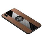For Vivo X21UD XINLI Stitching Cloth Texture Shockproof TPU Protective Case with Ring Holder(Brown)