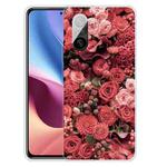 For Xiaomi Redmi K40 / K40 Pro Shockproof Painted Transparent TPU Protective Case(Many Red Roses)