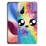 For Xiaomi Redmi K40 Pro Max Shockproof Painted Transparent TPU Protective Case(Starry Cute Cat)