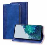 For Samsung Galaxy S21 5G Business Stitching Horizontal Flip Leather Case with Double Folding & Bracket & Card Slots & Photo Frame & Wallet(Sapphire Blue)