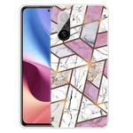 For Xiaomi Redmi K40 / K40 Pro Frosted Fashion Marble Shockproof  TPU Protective Case(Rhombus White Purple)