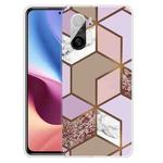 For Xiaomi Redmi K40 Pro Max Frosted Fashion Marble Shockproof  TPU Protective Case(Rhombus Orange Purple)