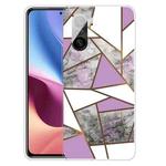 For Xiaomi Redmi K40 Pro Max Frosted Fashion Marble Shockproof  TPU Protective Case(Rhombus Gray Purple)