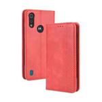 For Motorola Moto E6s (2020) Magnetic Buckle Retro Texture Horizontal Flip Leather Case with Holder & Card Slots & Photo Frame(Red)