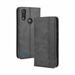 For Motorola Moto E6s (2020) Magnetic Buckle Retro Texture Horizontal Flip Leather Case with Holder & Card Slots & Photo Frame(Black)